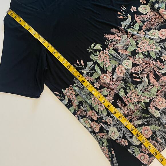 J. Jill Wearever Collection Floral Humming Bird Top Womens XL Black Tunic Tee - Picture 11 of 11